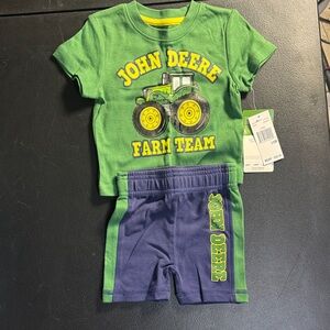 John Deere Green and Navy Baby Tractor Tee & Shorts Set